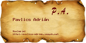 Pavlics Adrián névjegykártya
